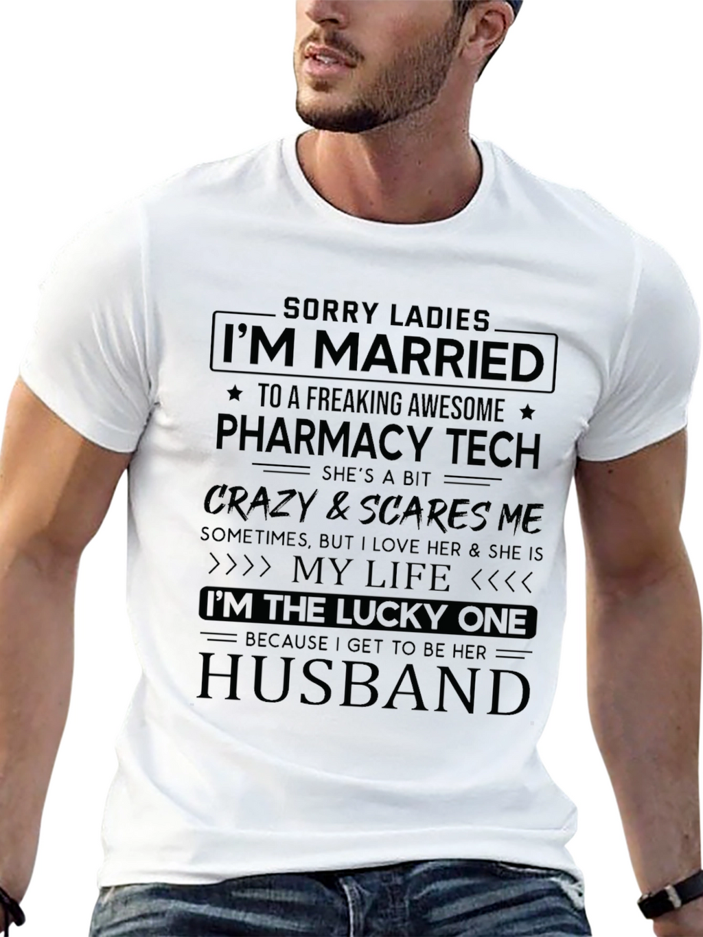 Married to Pharmacy Tech Novelty Graphic Tee