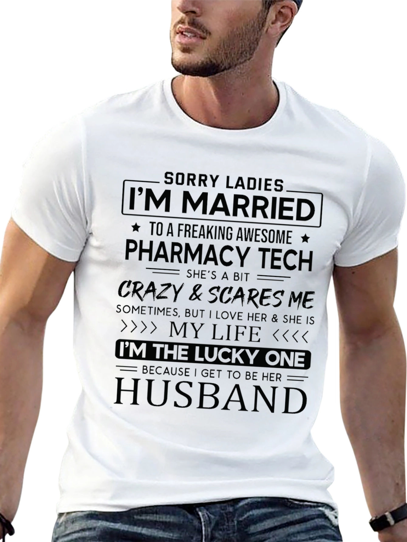 Married to Pharmacy Tech Novelty Graphic Tee