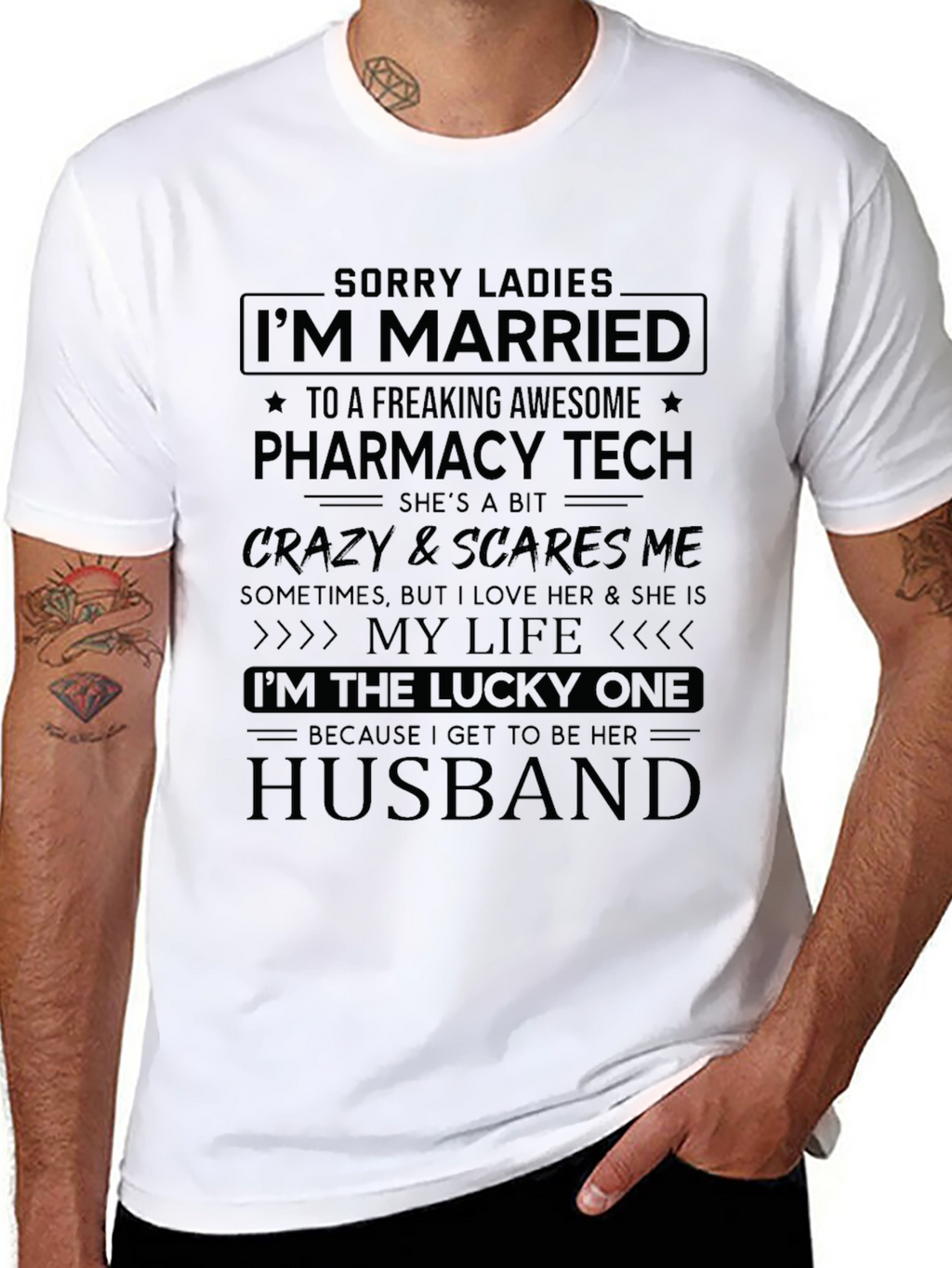 Married to Pharmacy Tech Novelty Graphic Tee