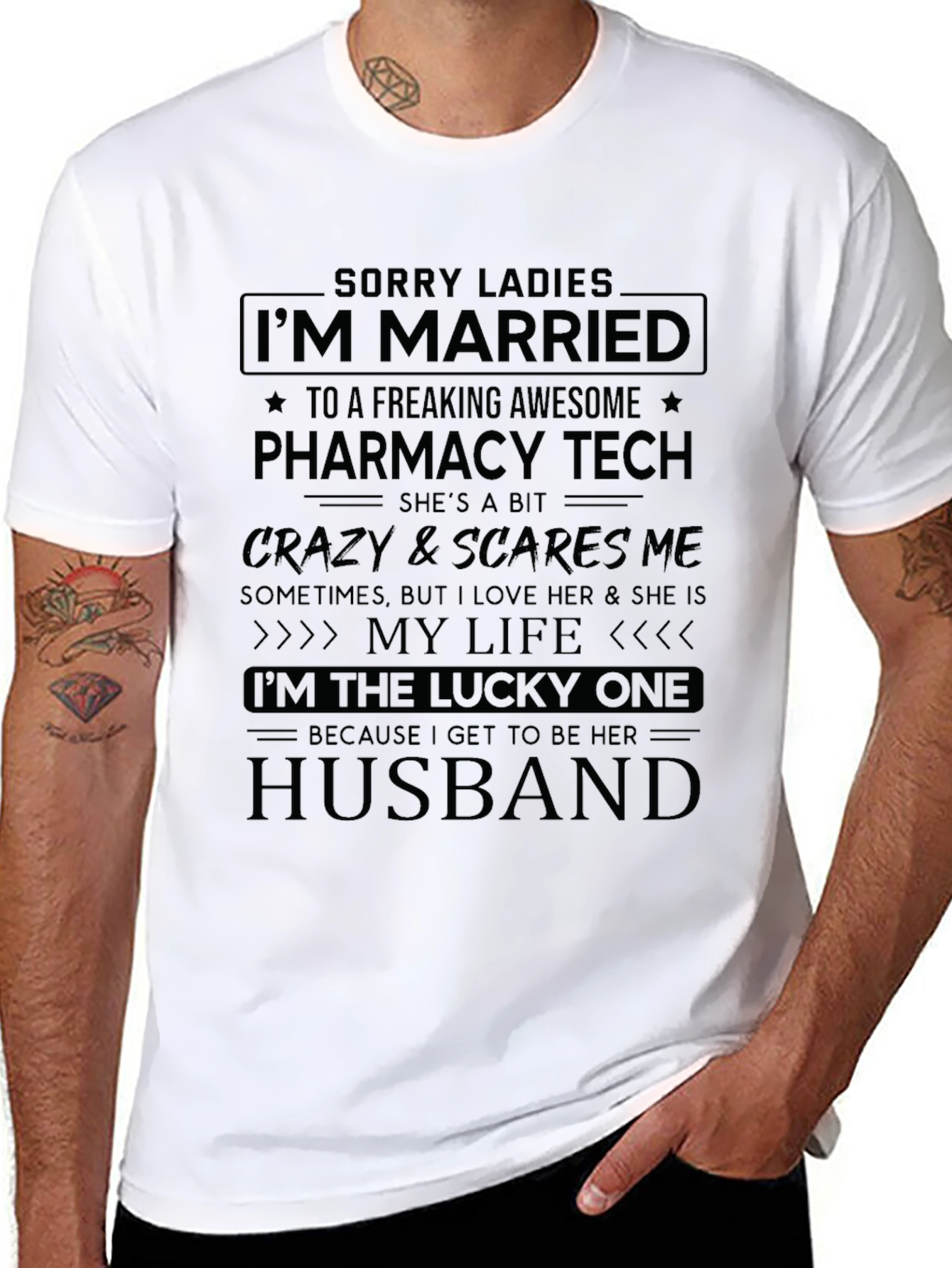Married to Pharmacy Tech Novelty Graphic Tee