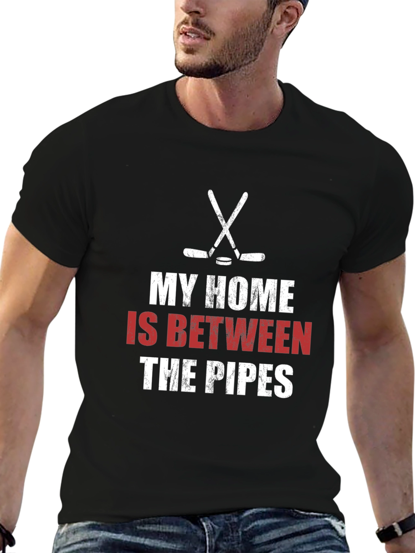 Hockey Goalie T-Shirt: My Home is Between the Pipes