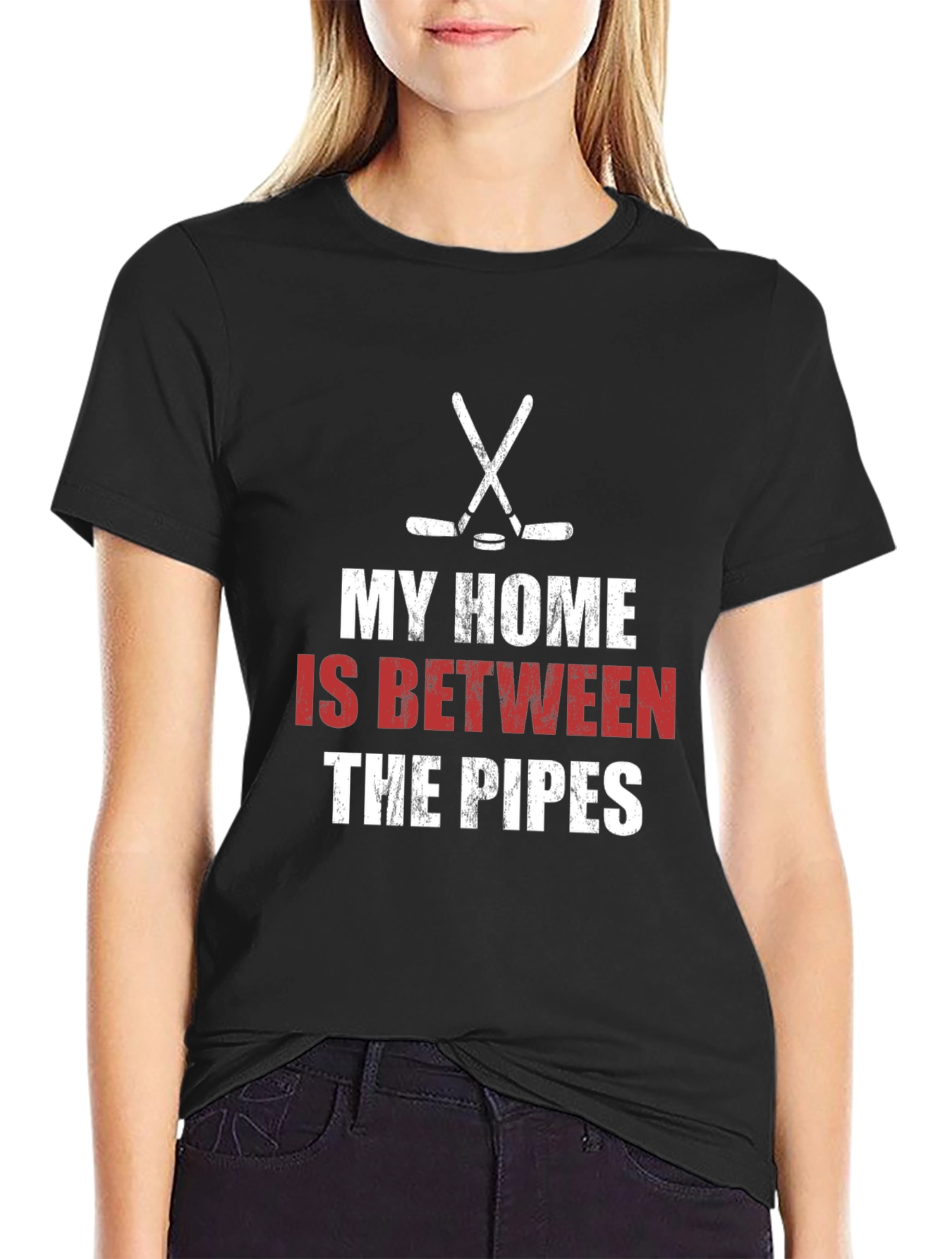 Hockey Goalie T-Shirt: My Home is Between the Pipes
