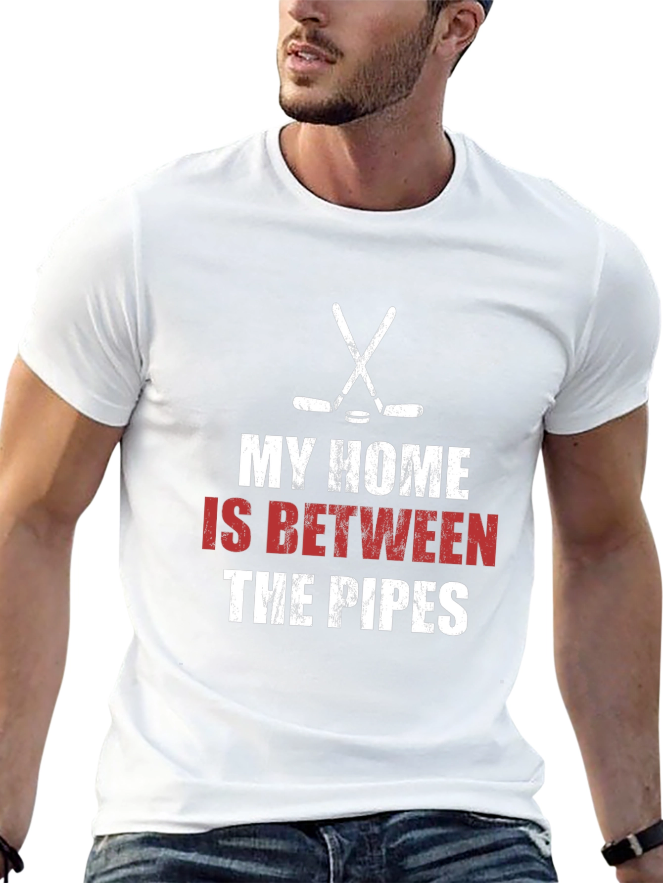Hockey Goalie T-Shirt: My Home is Between the Pipes
