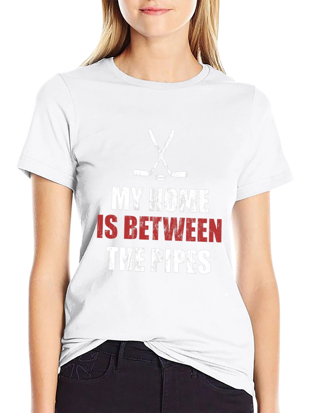 Hockey Goalie T-Shirt: My Home is Between the Pipes