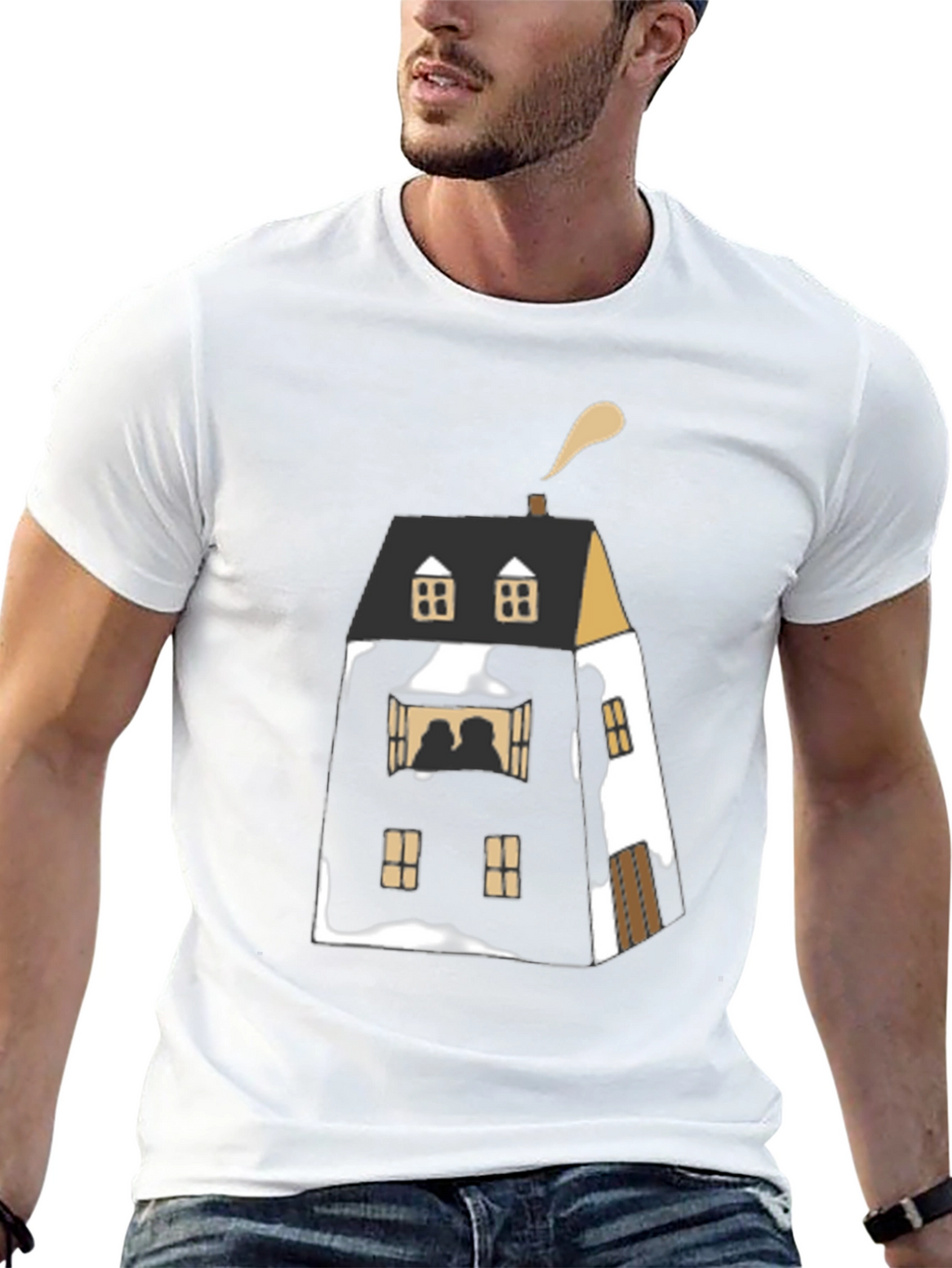 Unique House Graphic Black T-Shirt