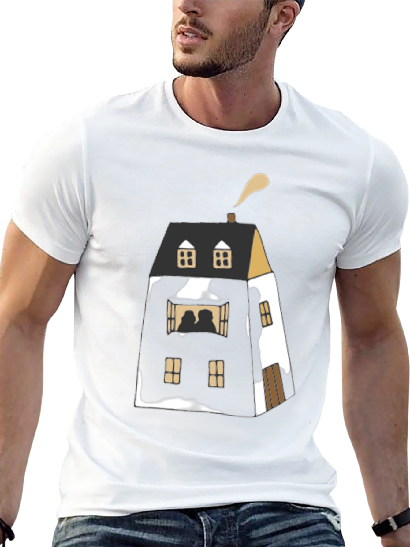 Unique House Graphic Black T-Shirt