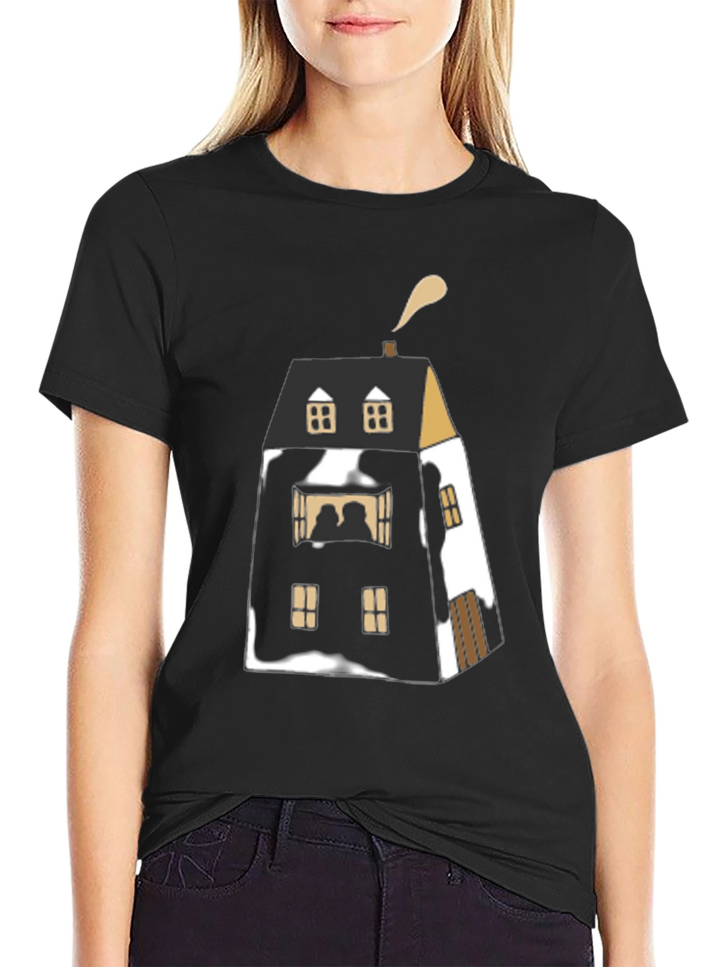 Unique House Graphic Black T-Shirt