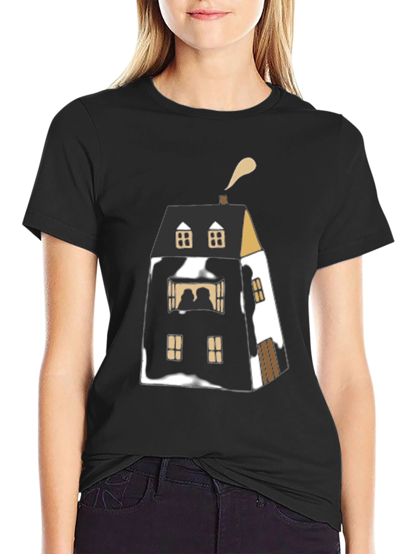 Unique House Graphic Black T-Shirt