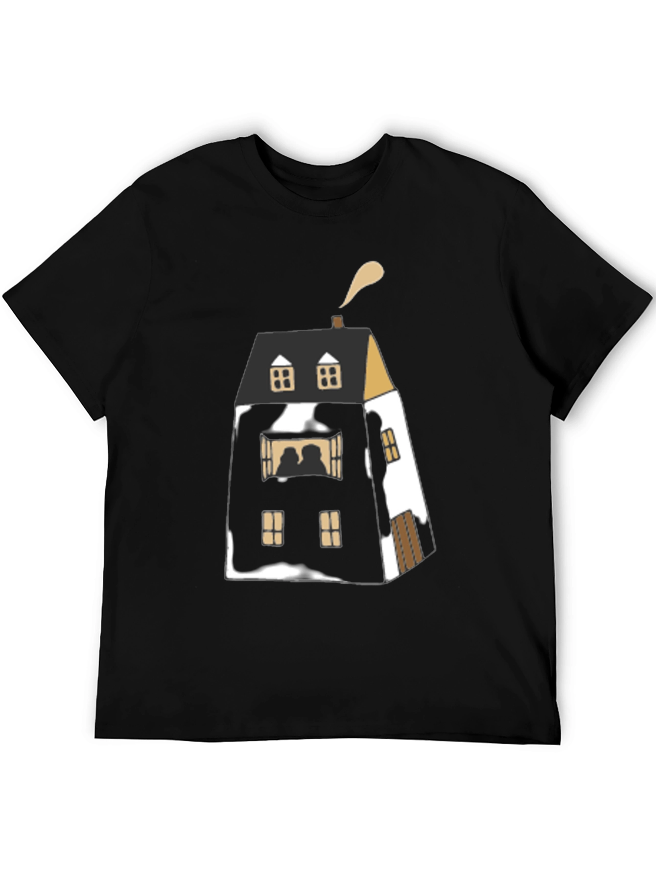 Unique House Graphic Black T-Shirt