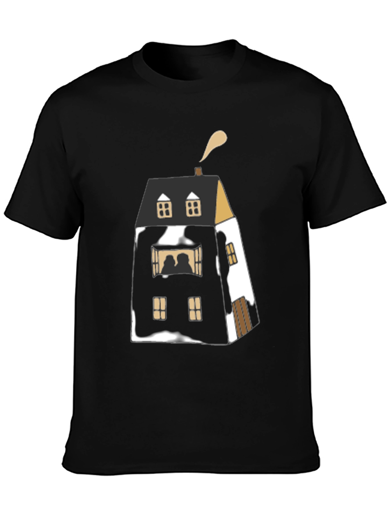 Unique House Graphic Black T-Shirt