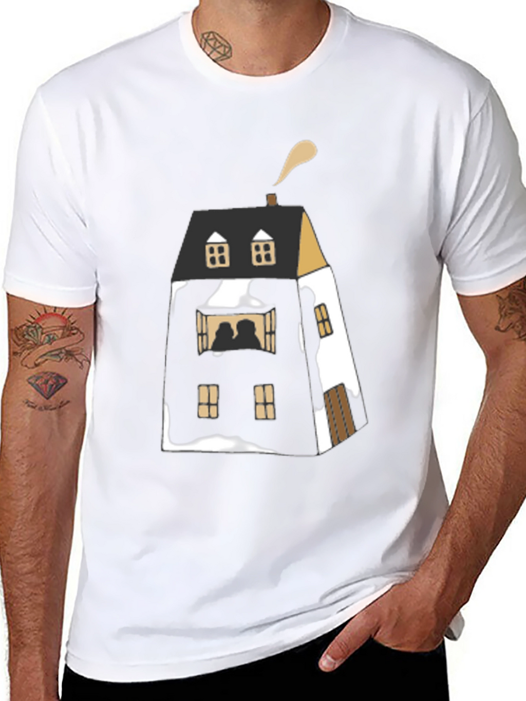 Unique House Graphic Black T-Shirt