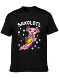 Saxolotl Graphic T-Shirt: Musical Axolotl Design