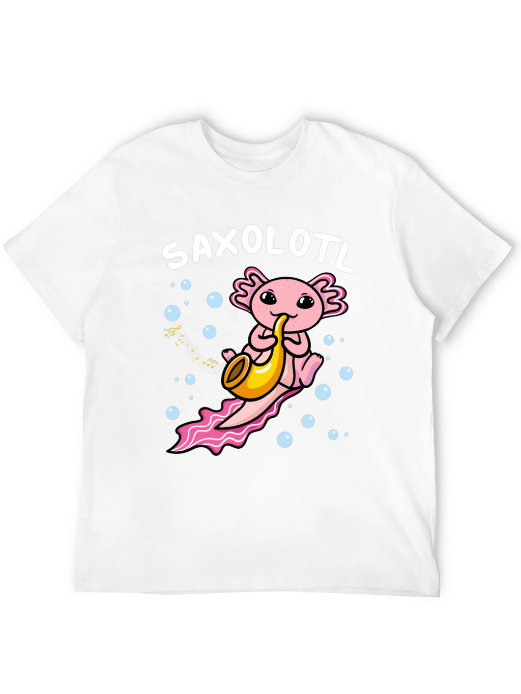 Saxolotl Graphic T-Shirt: Musical Axolotl Design