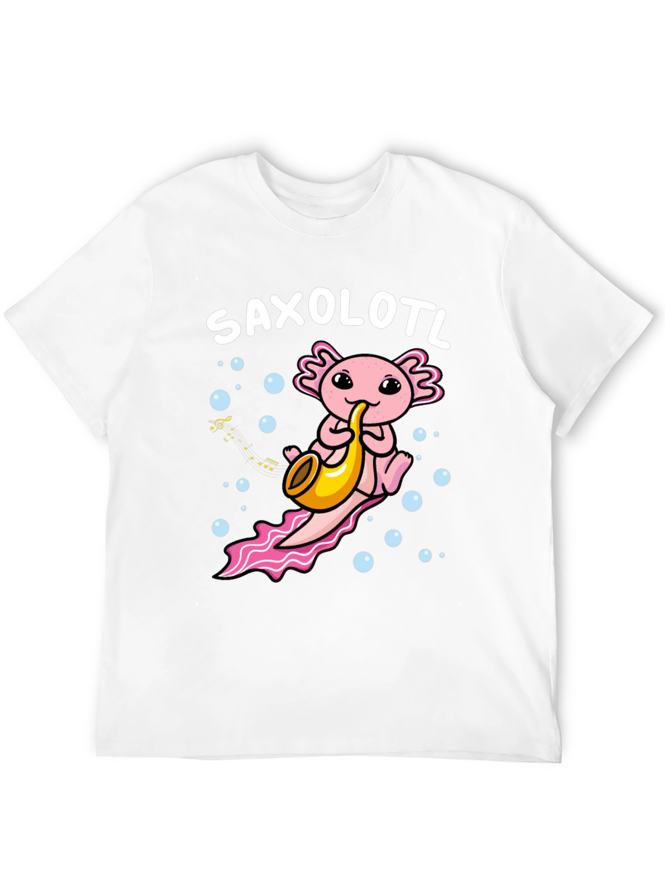 Saxolotl Graphic T-Shirt: Musical Axolotl Design