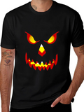Halloween Pumpkin Face Graphic Tee - Mens Black T-Shirt