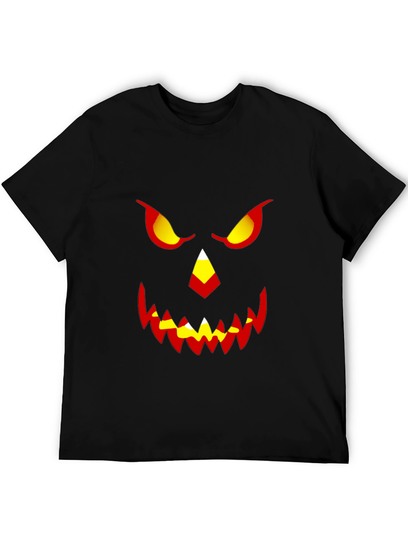 Halloween Pumpkin Face Graphic Tee - Mens Black T-Shirt