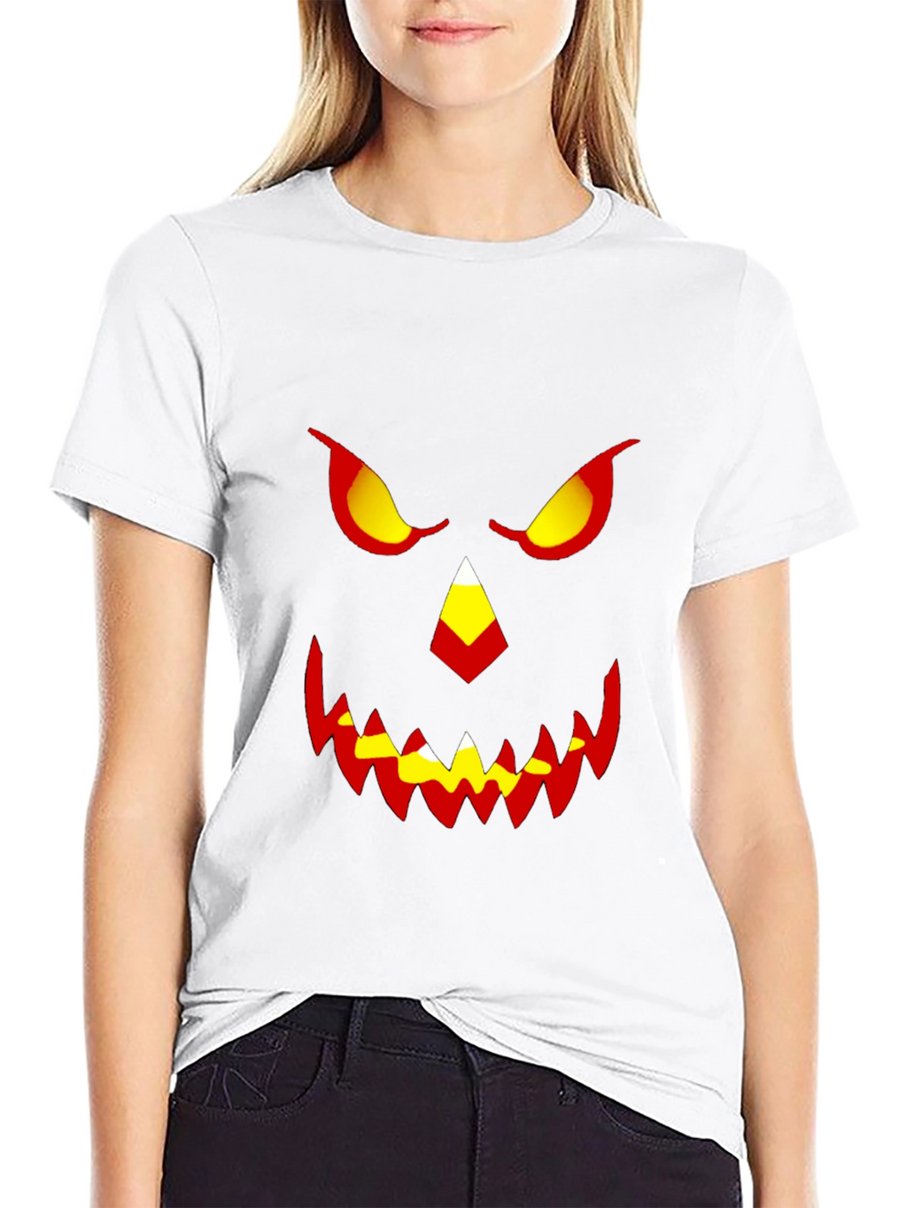 Halloween Pumpkin Face Graphic Tee - Mens Black T-Shirt