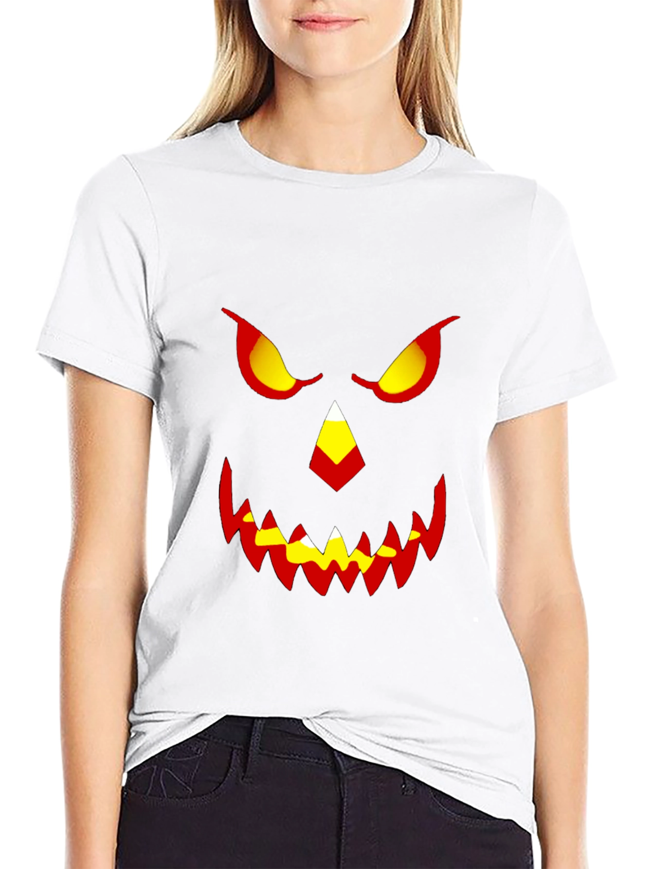 Halloween Pumpkin Face Graphic Tee - Mens Black T-Shirt