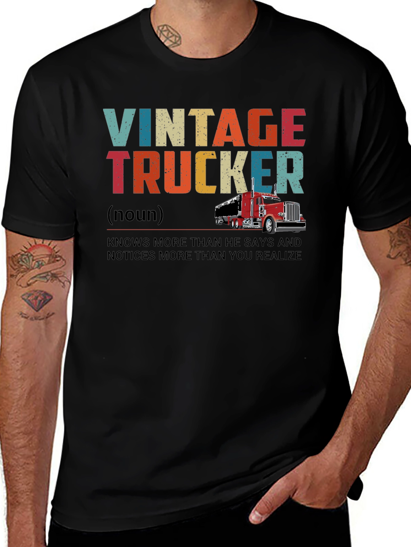 Vintage Trucker Graphic T-Shirt - Knows More Than He Says