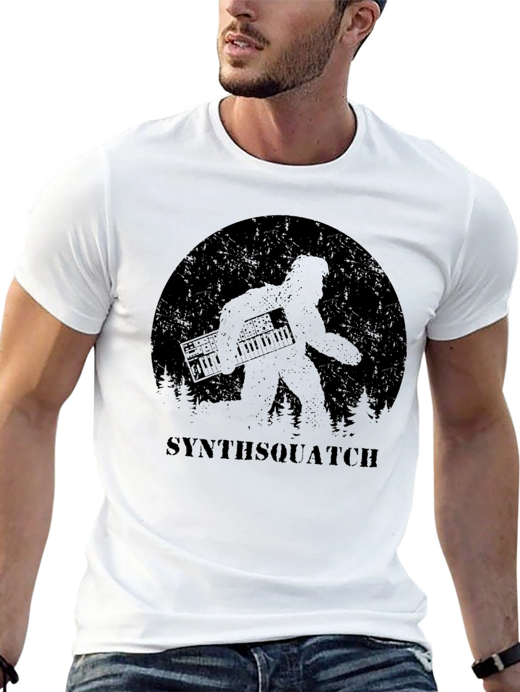 Synthsquatch Graphic Tee - Bigfoot Synth Music Lover