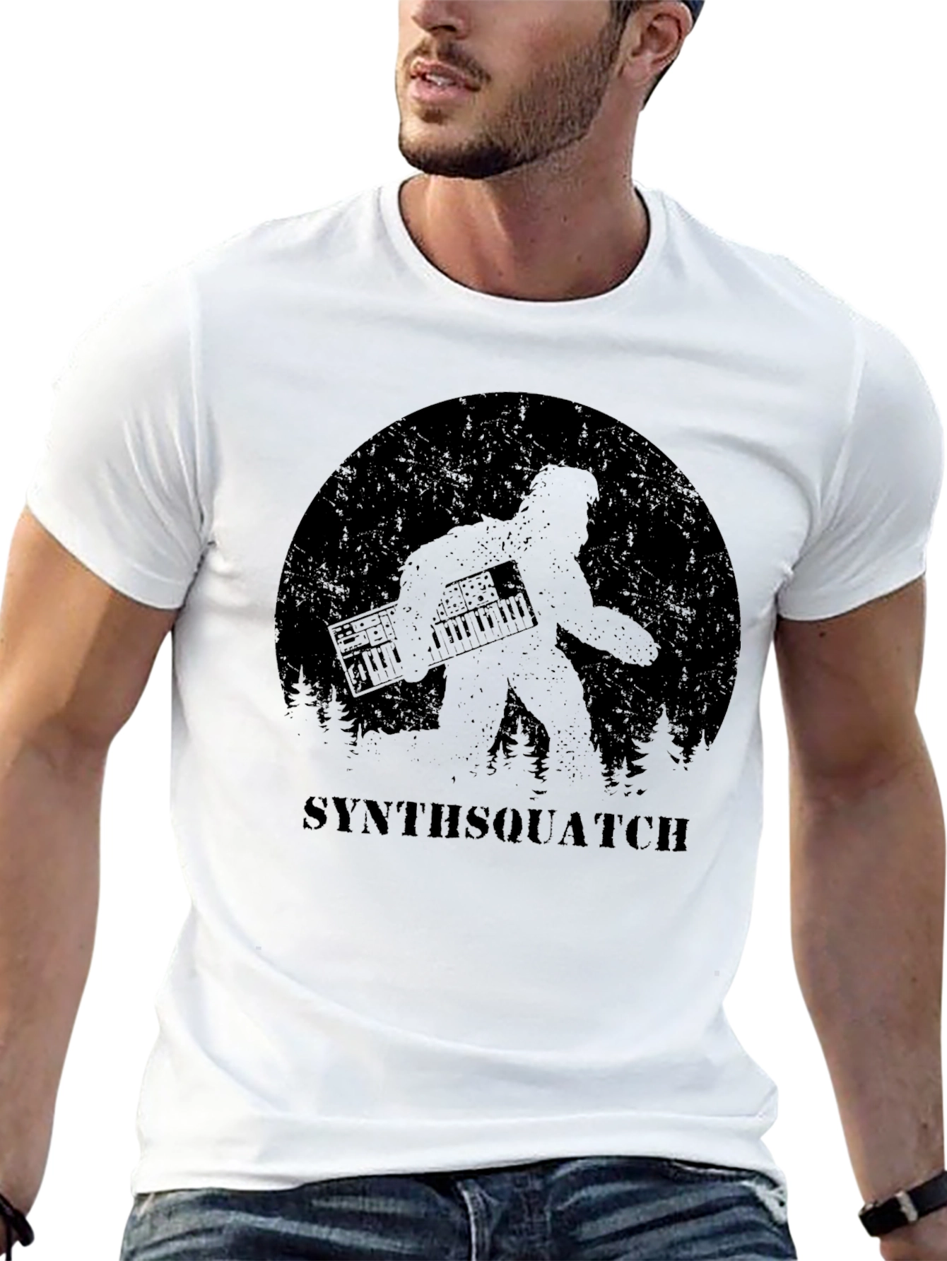 Synthsquatch Graphic Tee - Bigfoot Synth Music Lover