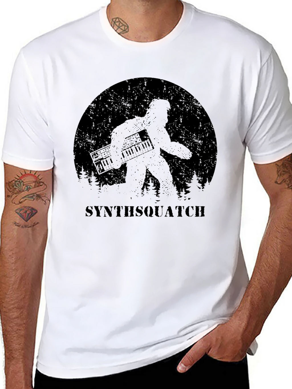 Synthsquatch Graphic Tee - Bigfoot Synth Music Lover