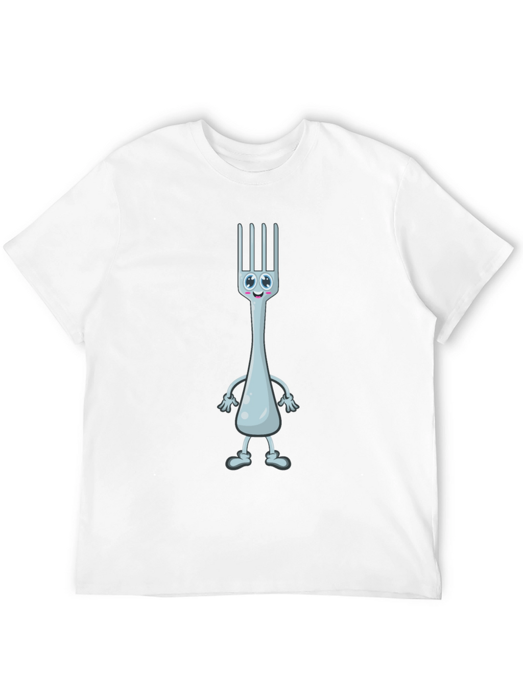 Funny Fork Cartoon Black T-Shirt