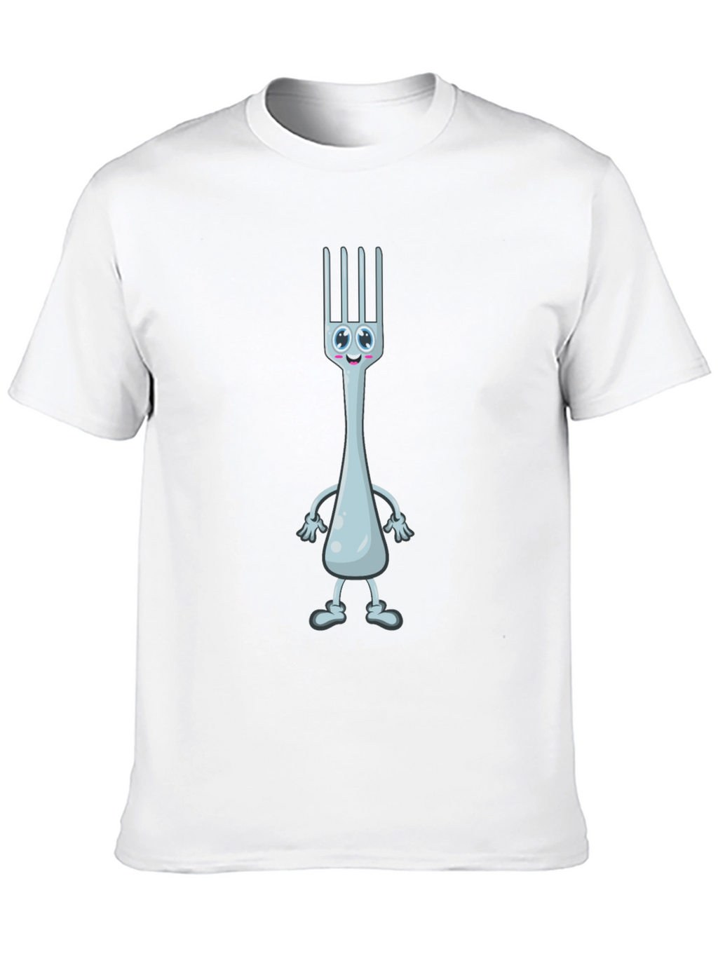 Funny Fork Cartoon Black T-Shirt