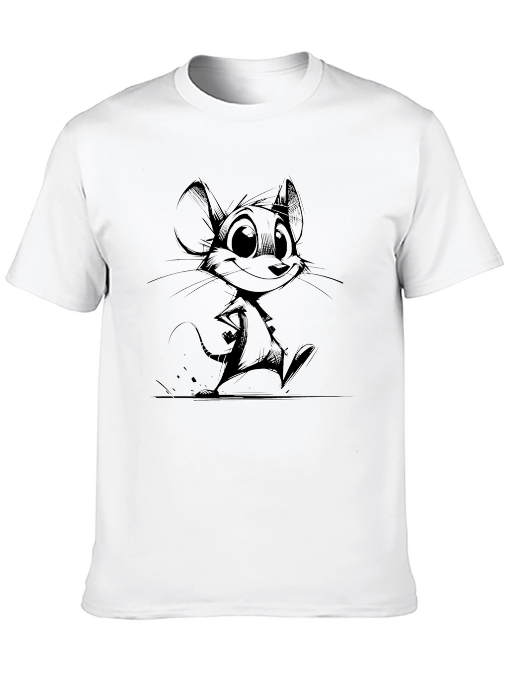 Cartoon Mouse Graphic Tee - Black Cotton Comfort