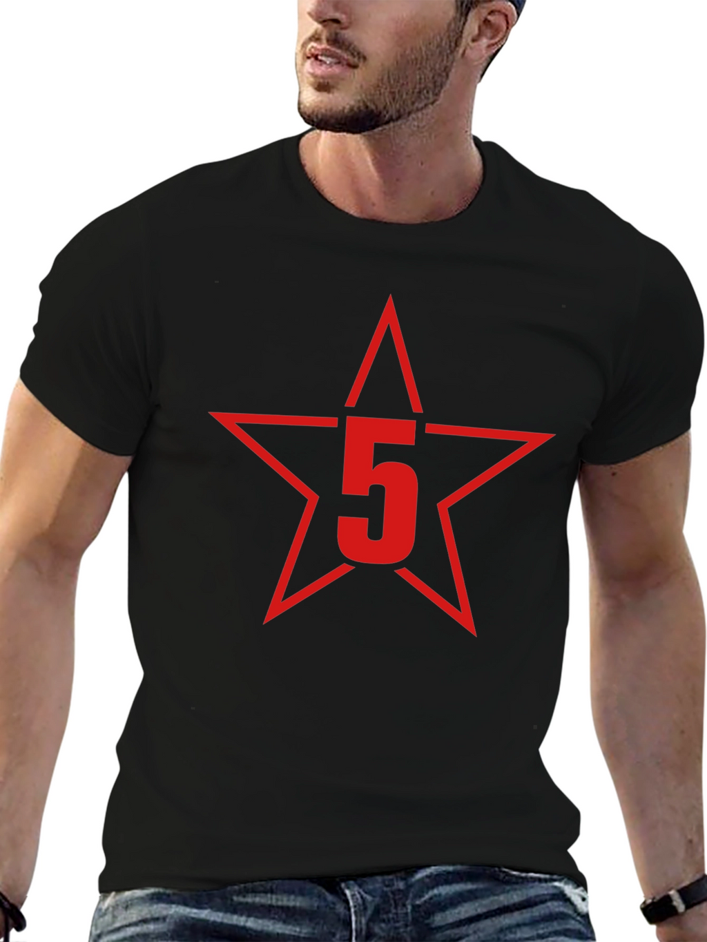 Red Star Number 5 Graphic T-Shirt
