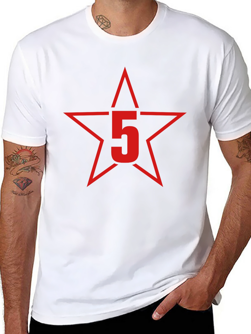 Red Star Number 5 Graphic T-Shirt