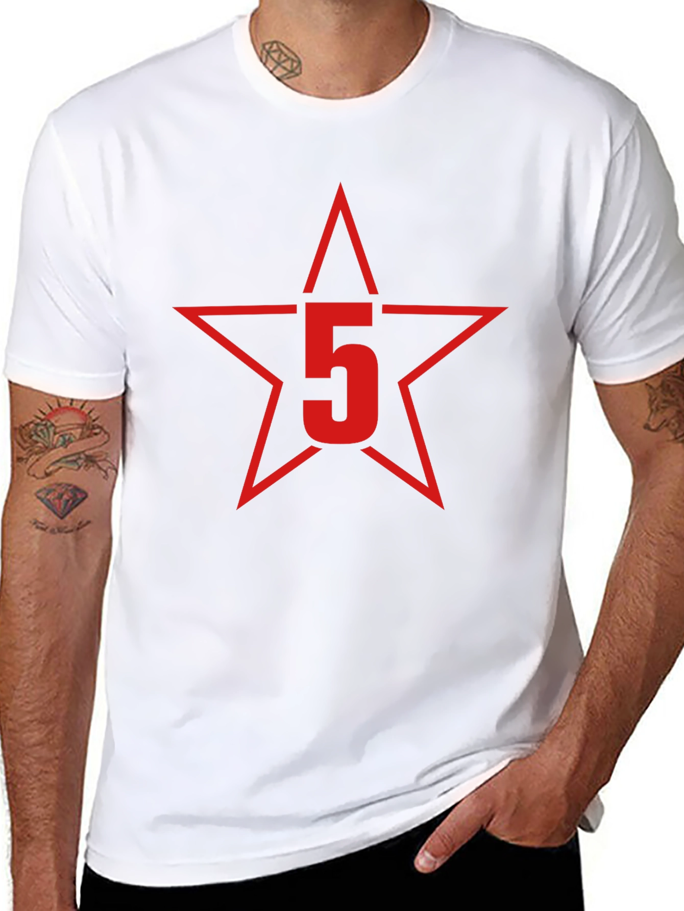 Red Star Number 5 Graphic T-Shirt