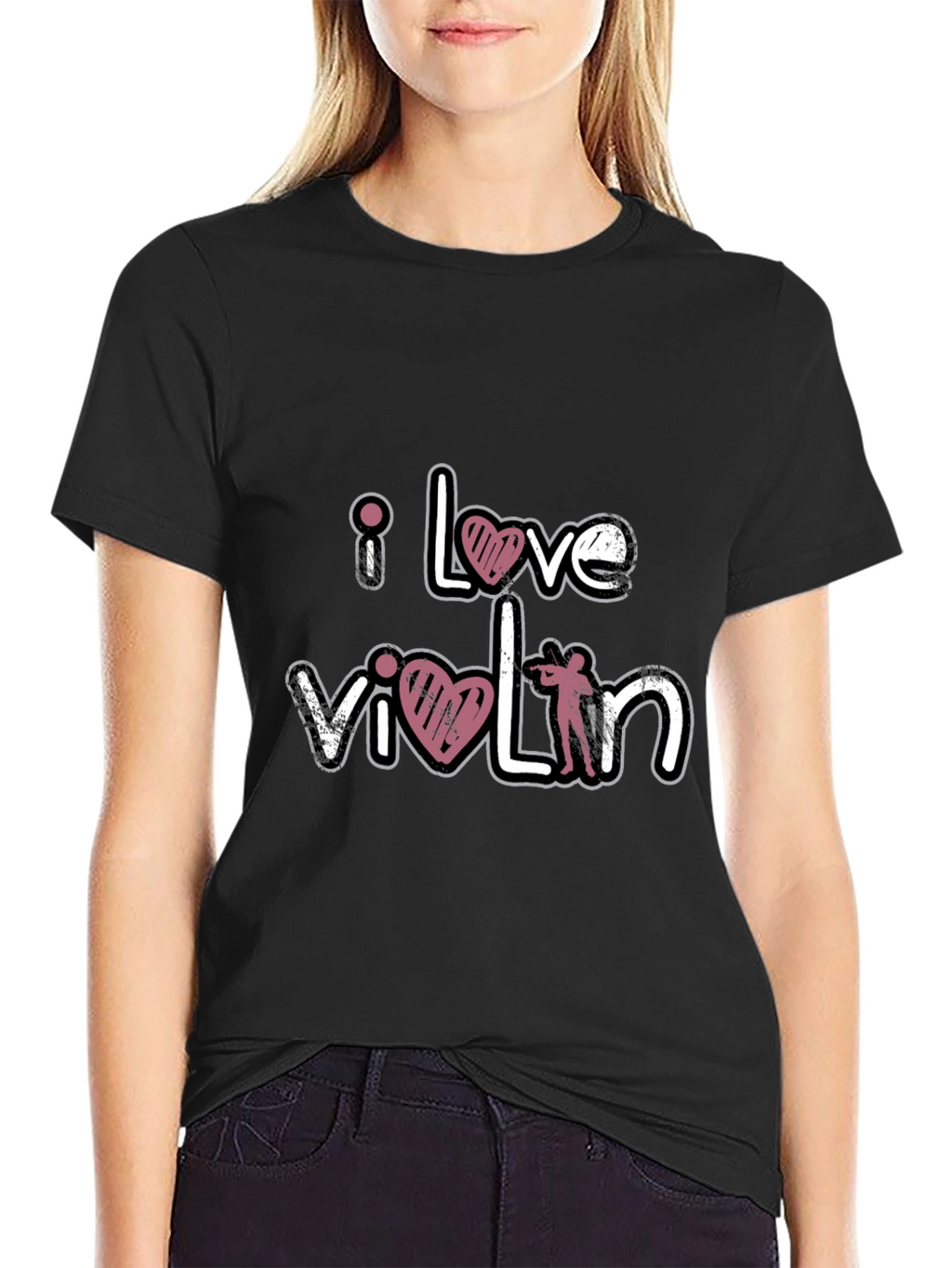 I Love Violin Black T-Shirt