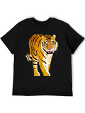 Tiger Graphic Tee - Black Cotton Blend T-Shirt