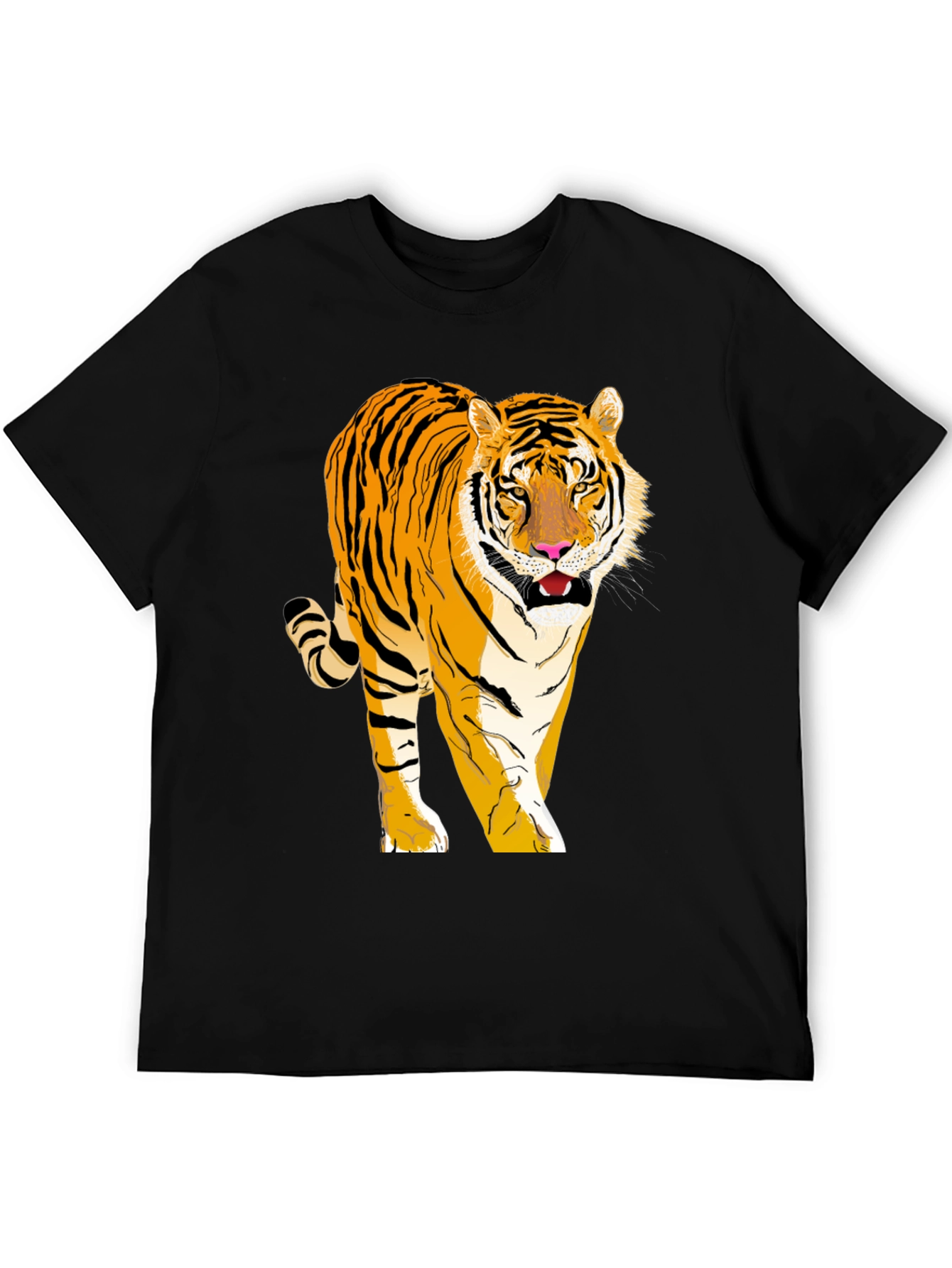 Tiger Graphic Tee - Black Cotton Blend T-Shirt