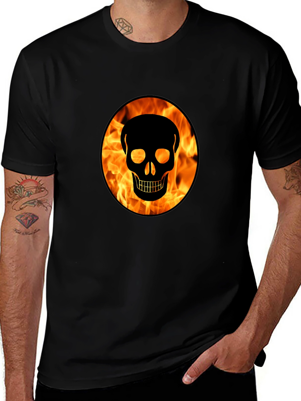 Skull On Fire Graphic T-Shirt