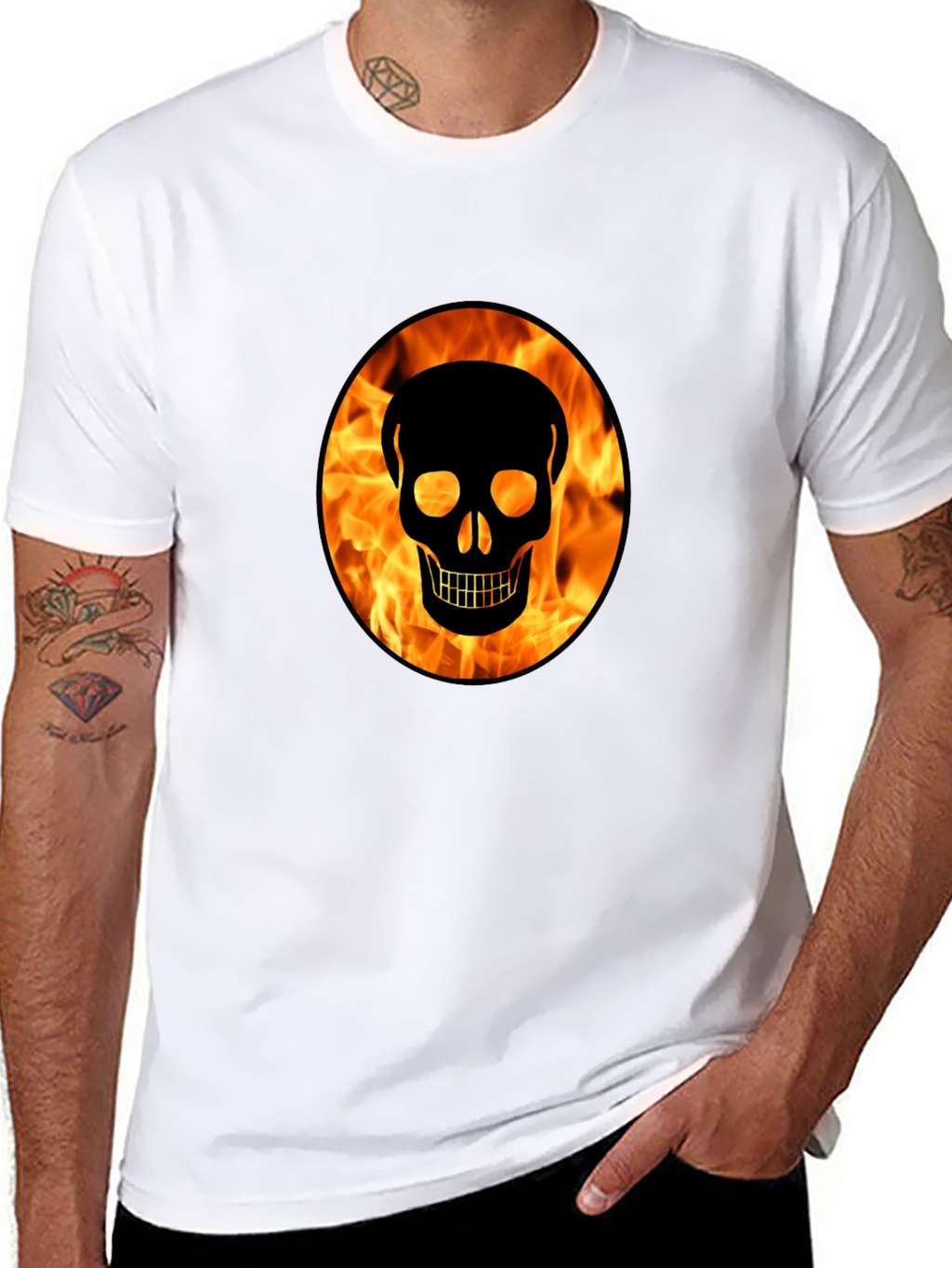 Skull On Fire Graphic T-Shirt