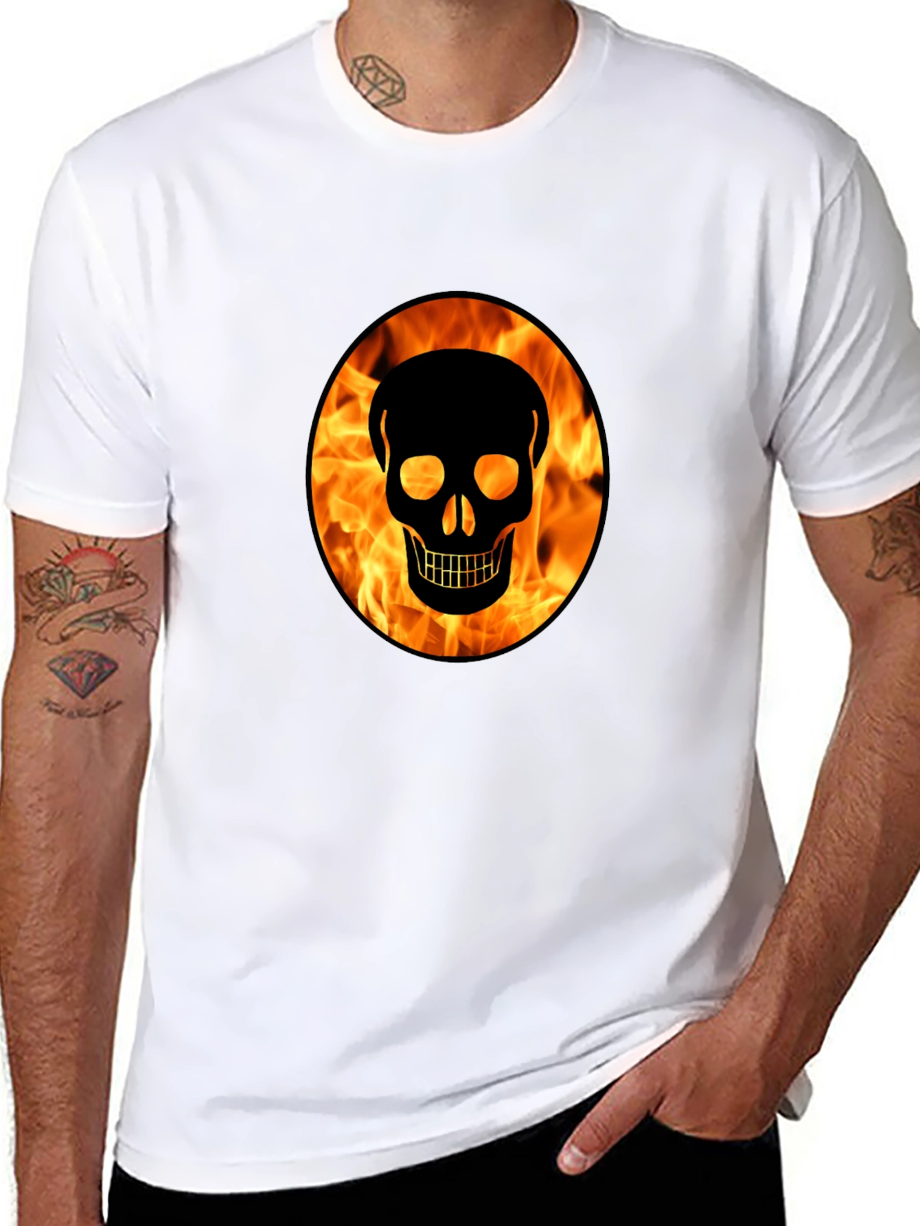 Skull On Fire Graphic T-Shirt