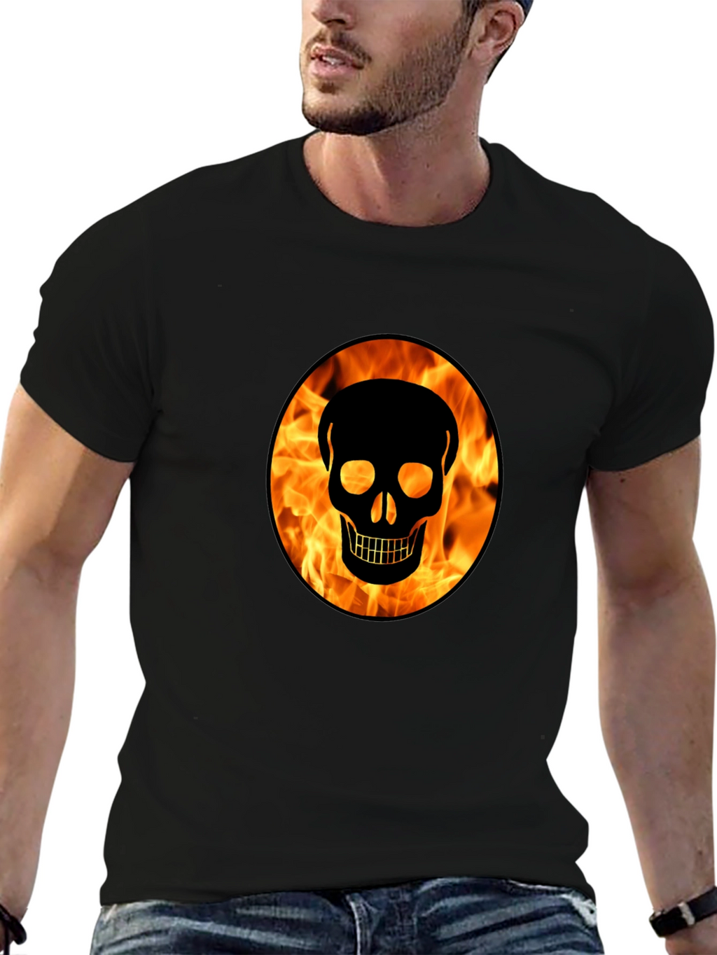 Skull On Fire Graphic T-Shirt