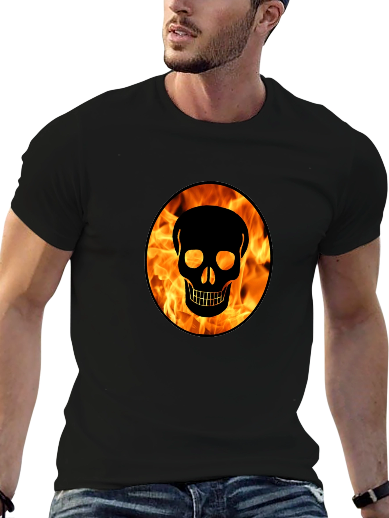 Skull On Fire Graphic T-Shirt