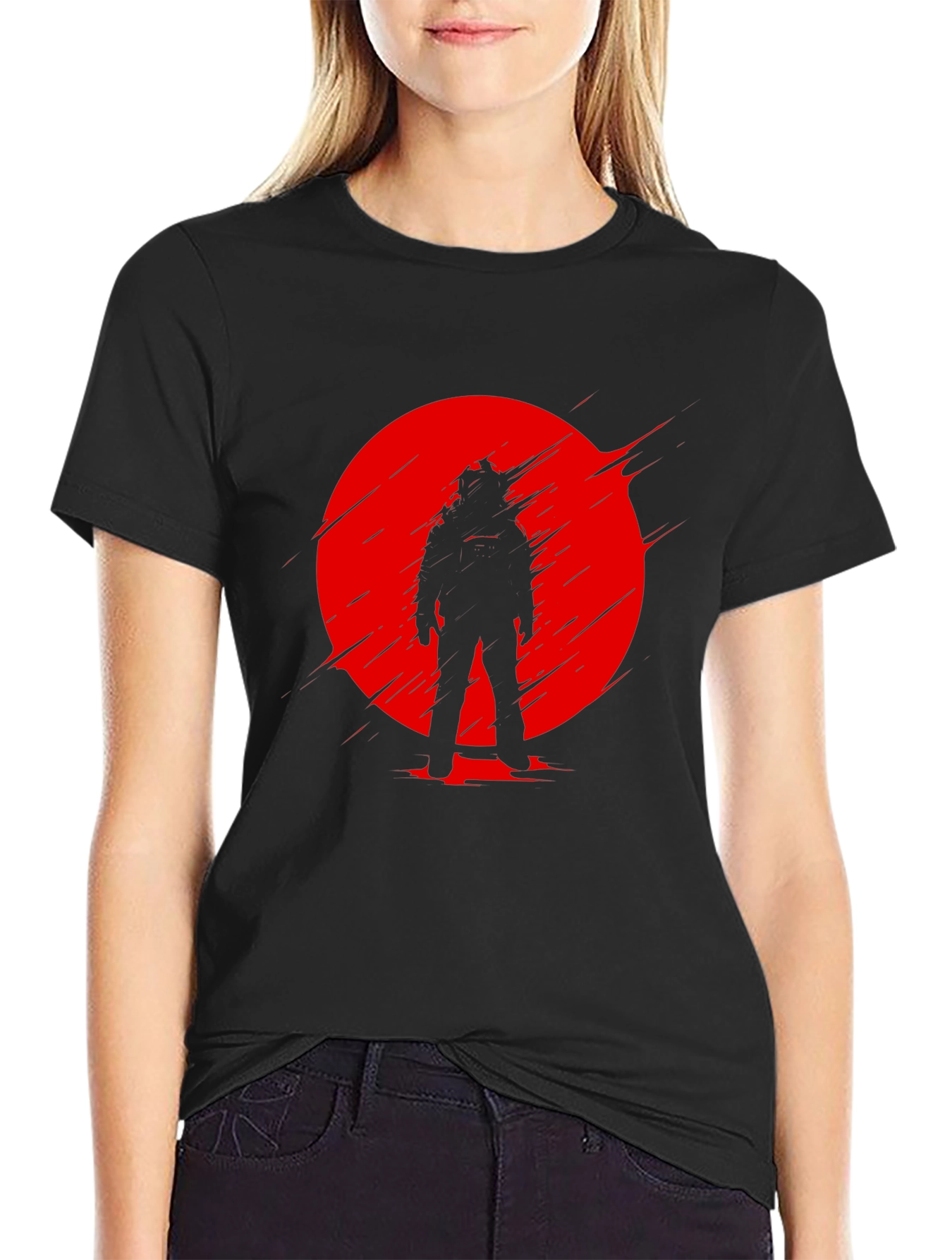 Astronaut Red Sun Black T-Shirt