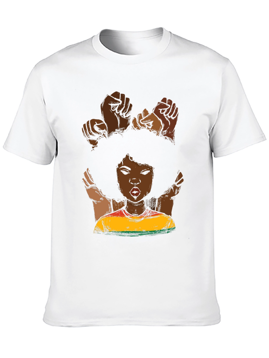 Black Power Fist Afro Woman Graphic Tee