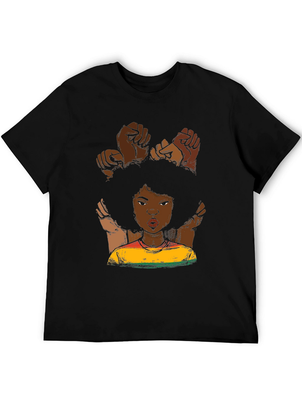 Black Power Fist Afro Woman Graphic Tee