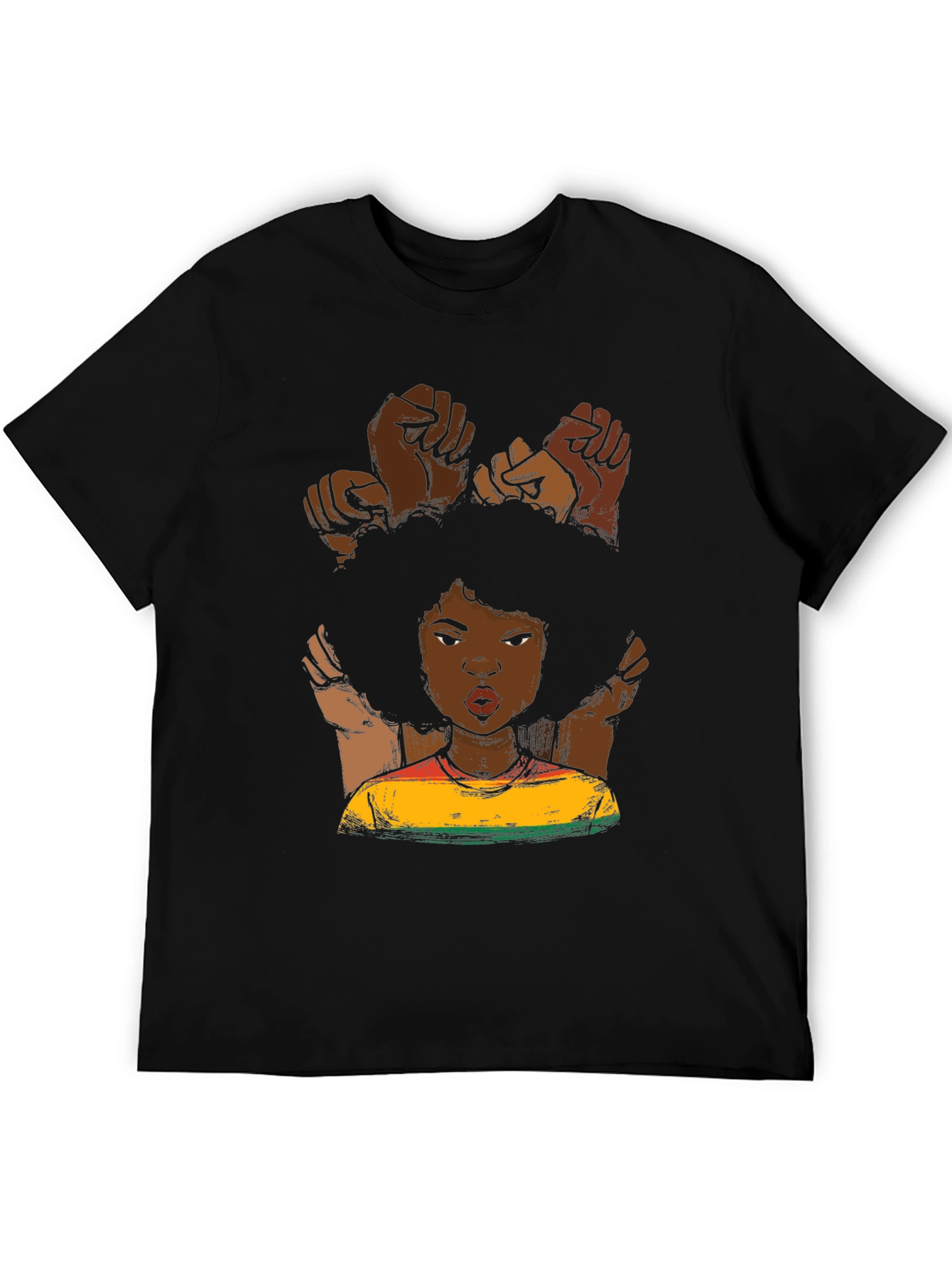 Black Power Fist Afro Woman Graphic Tee