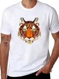 Geometric Tiger Graphic Black T-Shirt