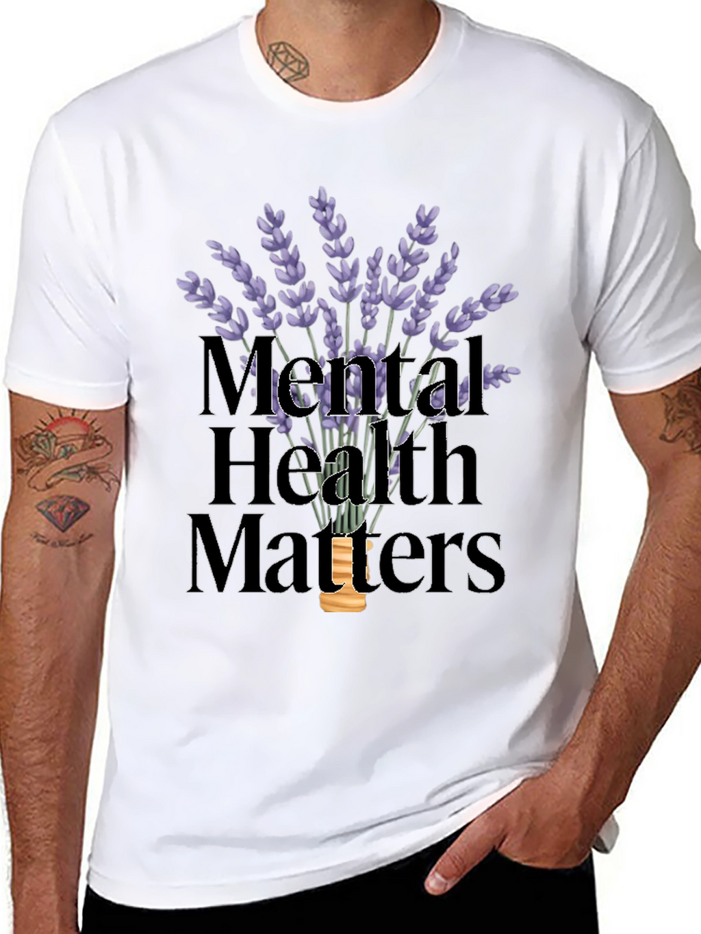 Mental Health Matters T-Shirt with Lavender Design