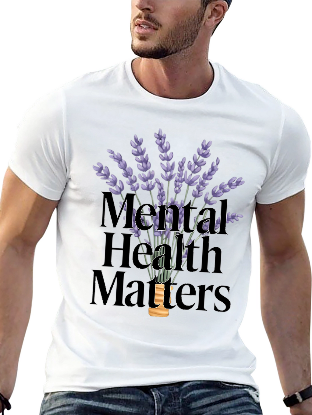 Mental Health Matters T-Shirt with Lavender Design