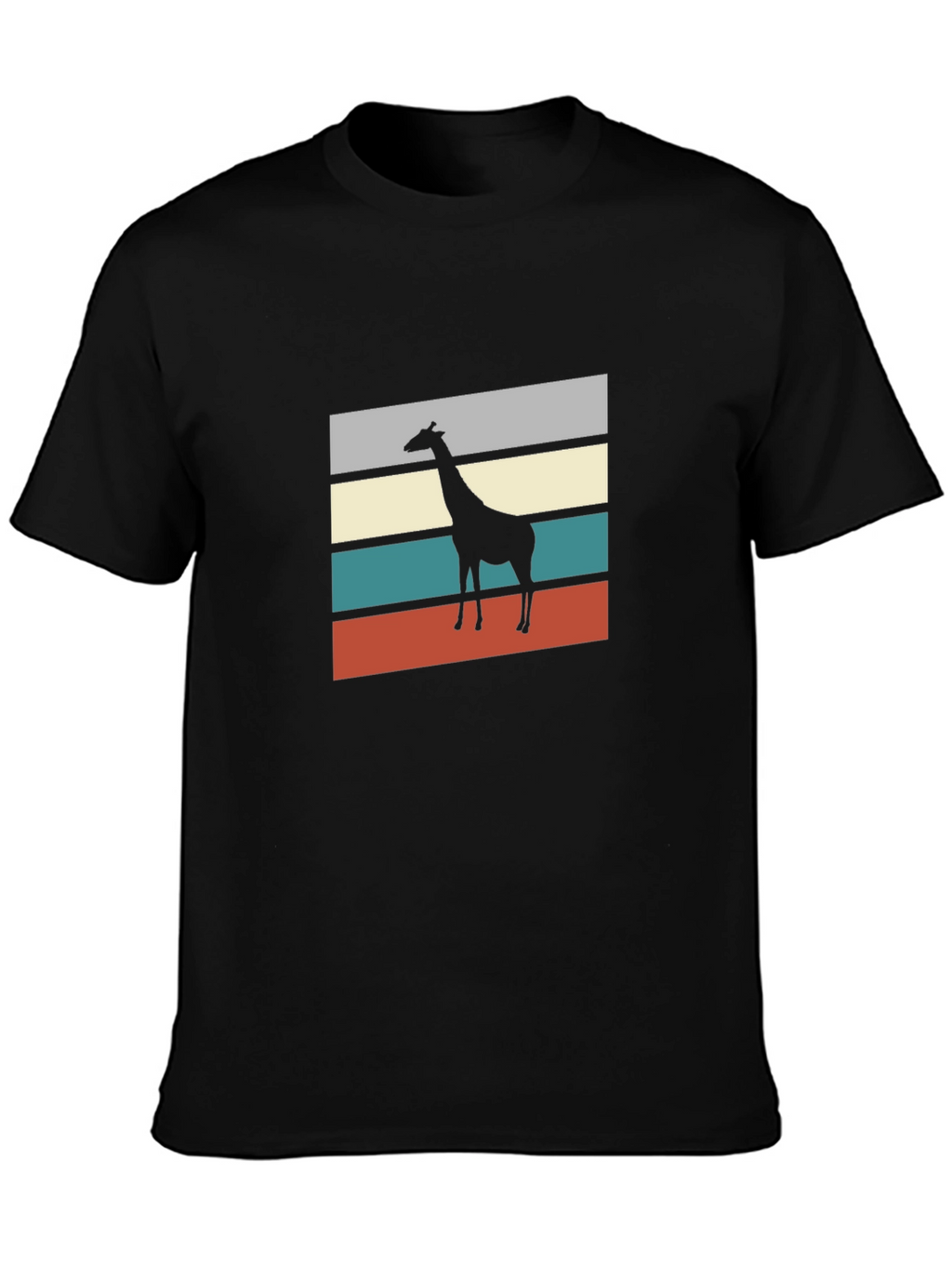 Retro Giraffe Silhouette Graphic Tee - Mens Black T-Shirt