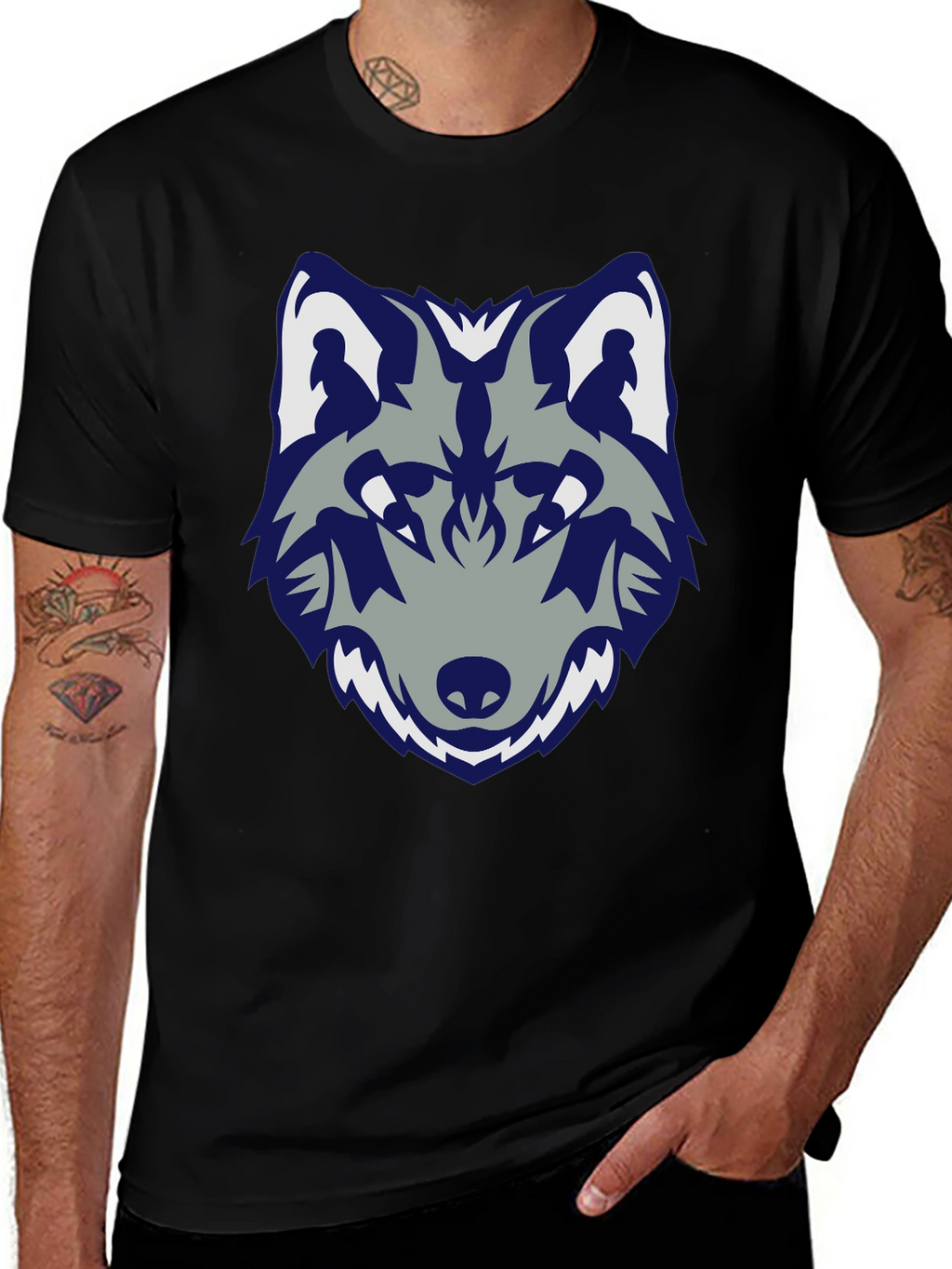 Wolf Graphic Tee - Stylish Black Cotton T-Shirt