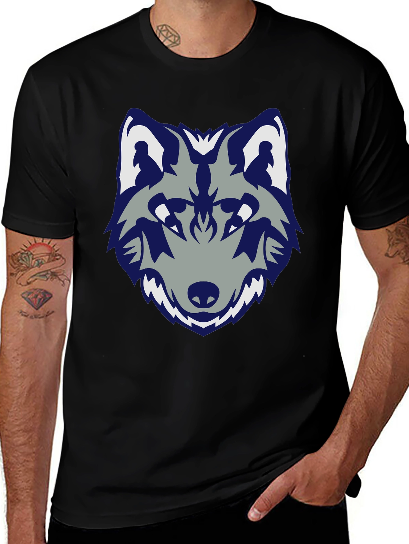 Wolf Graphic Tee - Stylish Black Cotton T-Shirt